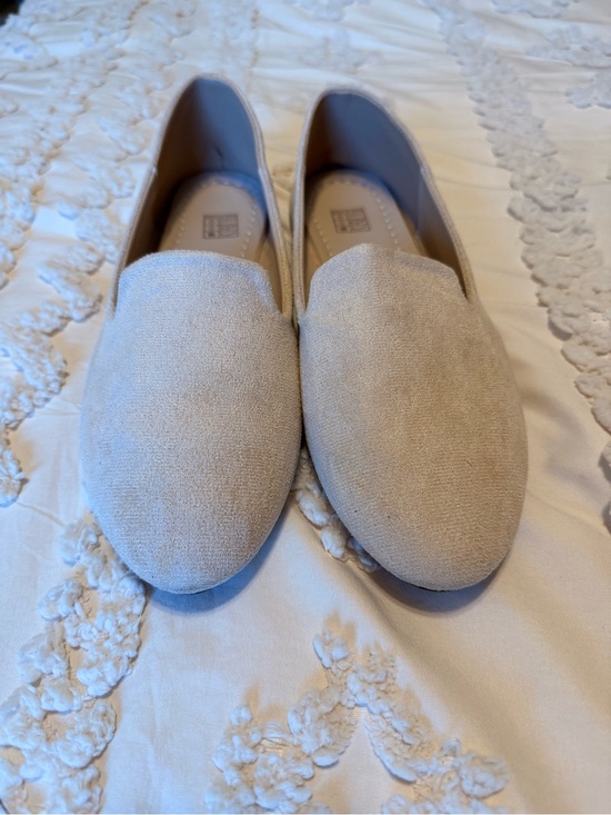 Shoes - Neutral Suede-Look Slip-On Flats - Beige